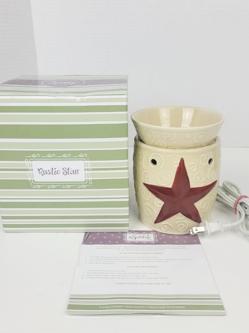 Scentsy Full-Size Warmer Rustic Star Lone Star~w/Box & Bulb~Retired